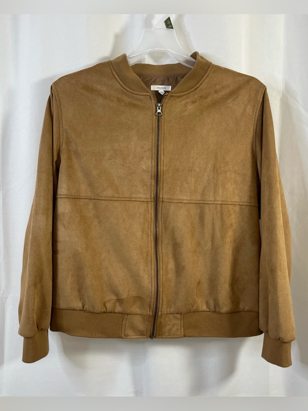 VTG Maurices Womens Brown faux suede Rib Trim collar Neck jacket size L